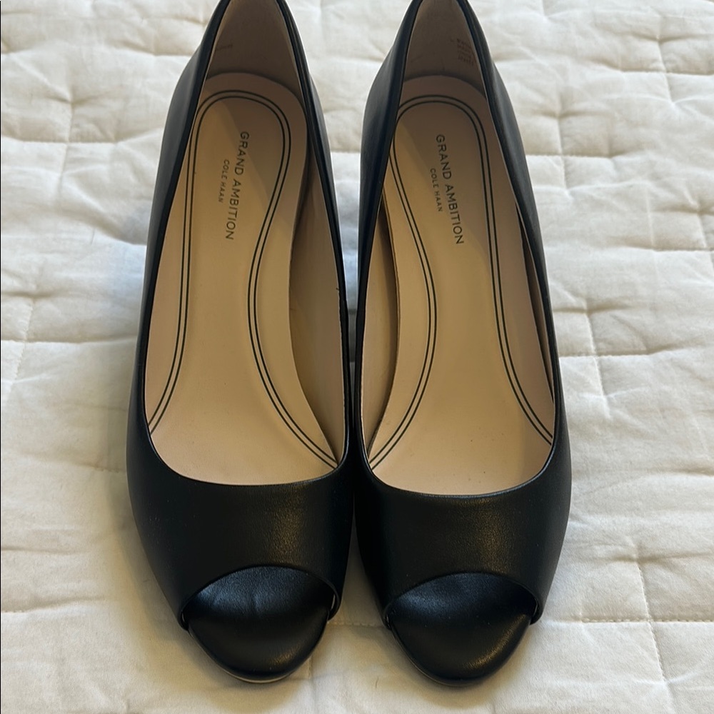 Cole Haan Grand Ambition Black Women's Peep Toe Shoes